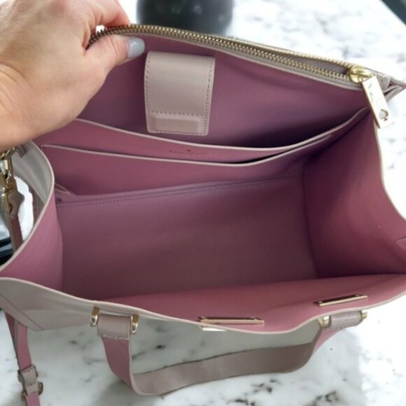 Kate Spade Arbour Hill Caley Almond & Pink Leather Handbag Tote Shoulder Bag - Picture 10 of 15